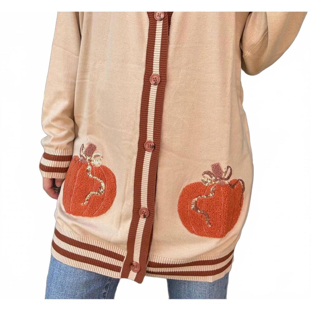 NEW JESS LEA pumpkin chic cardigan in beige